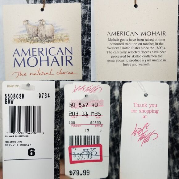 Lord & Taylor 80s/90s VTG Black White Tweed Mohair Wool Blend Skirt Suit Size 6 - Picture 14 of 15